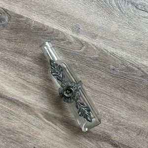 Glass Vase with Metal Floral Accent